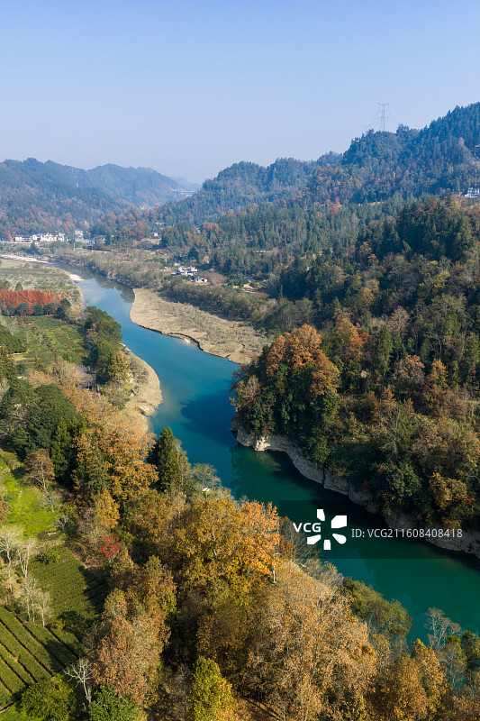 湖北咸丰唐崖河冬日风光图片素材