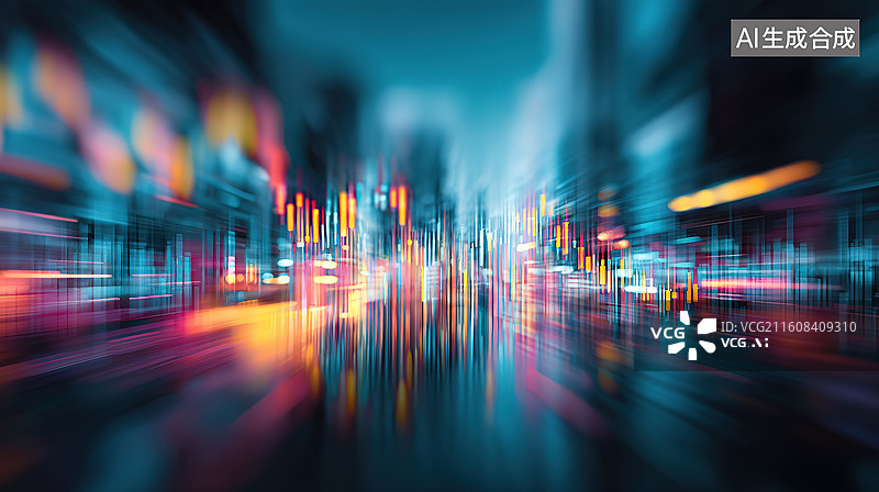 【AI数字艺术】城市夜景灯光流动效果图片素材
