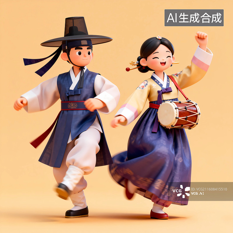 【AI数字艺术】传统少数民族朝鲜族歌舞传统服饰图片素材