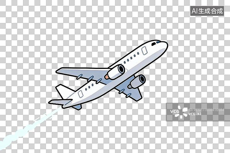 【AI数字艺术】卡通风格，腾空而起的一架飞机PNG格式的免扣元素图片素材