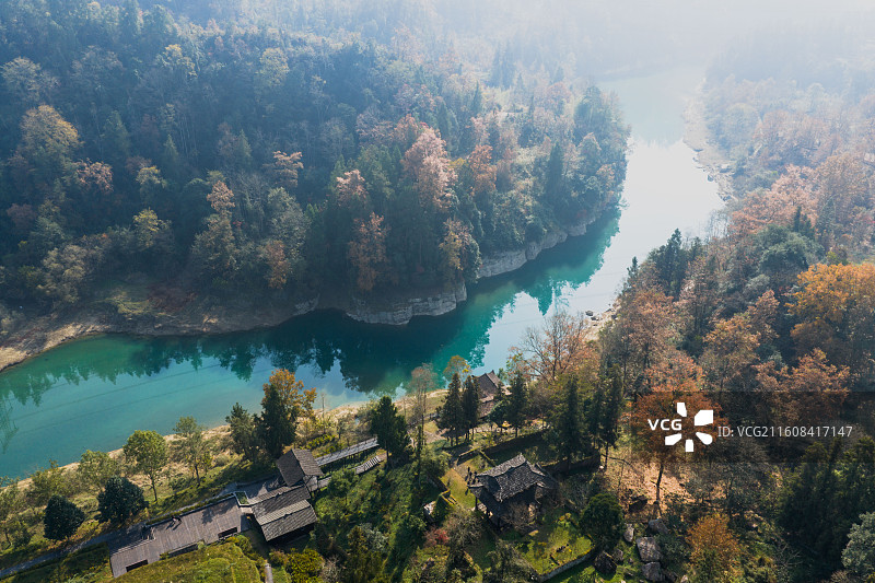 湖北咸丰唐崖河冬日风光图片素材