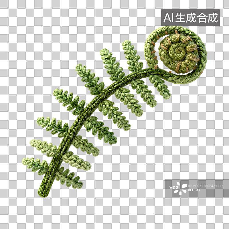 【AI数字艺术】精美针织蕨类叶片特写图片素材