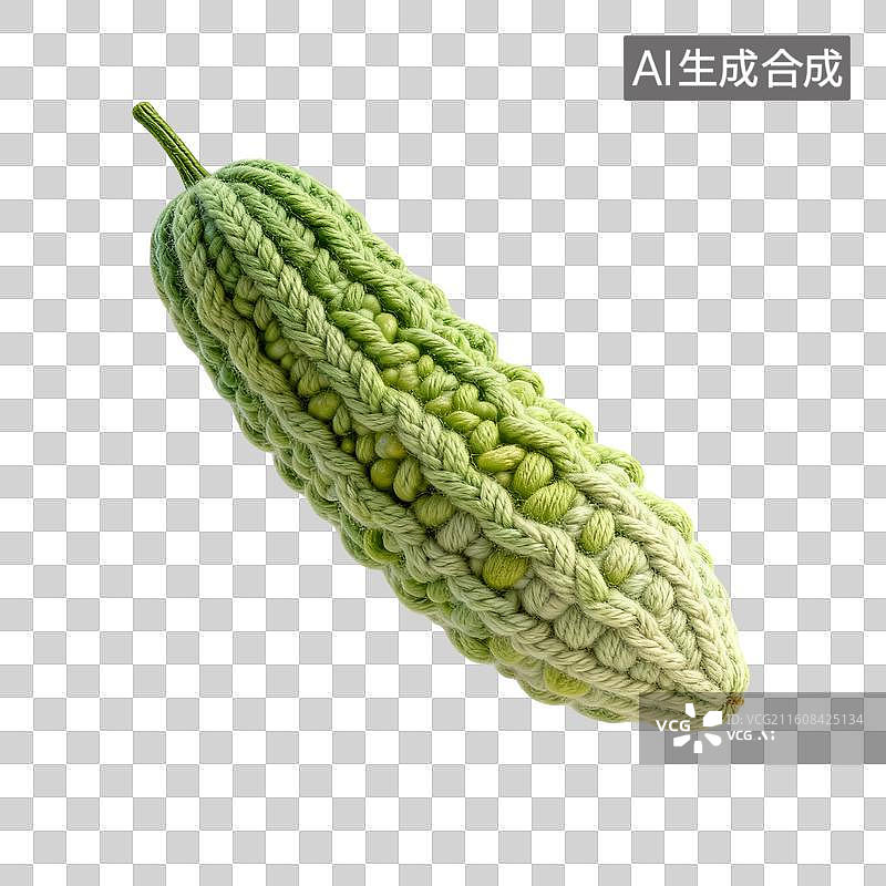 【AI数字艺术】手工钩织苦瓜造型物品图片素材