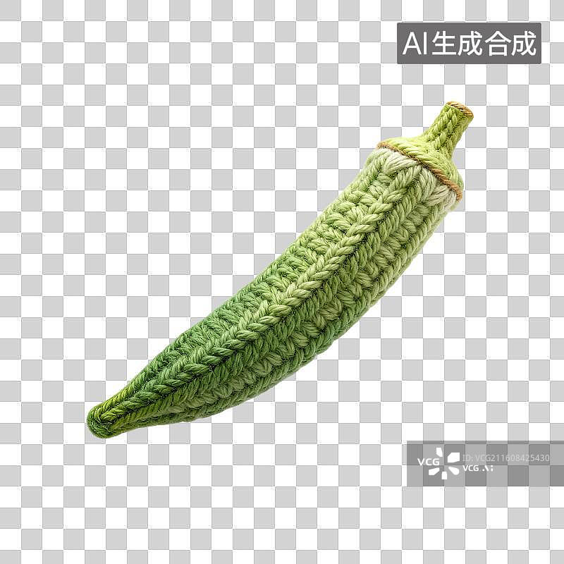【AI数字艺术】手工钩织渐变绿色秋葵图片素材