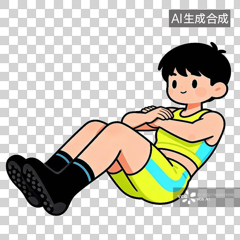 【AI数字艺术】仰卧卷腹-体育健身运动健康锻炼养生图片素材