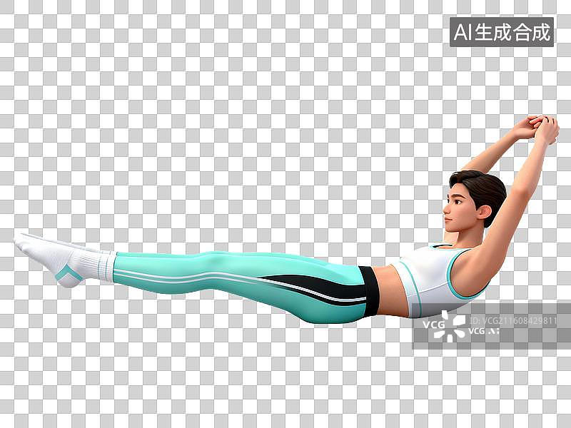【AI数字艺术】仰卧卷腹-体育健身运动健康锻炼养生图片素材