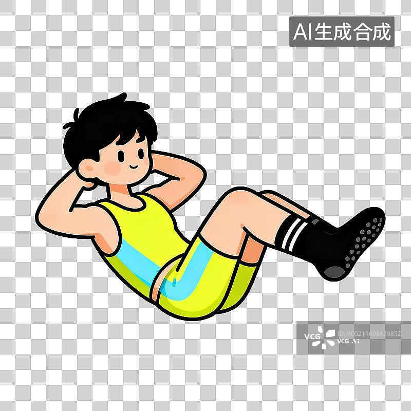 【AI数字艺术】仰卧卷腹-体育健身运动健康锻炼养生图片素材