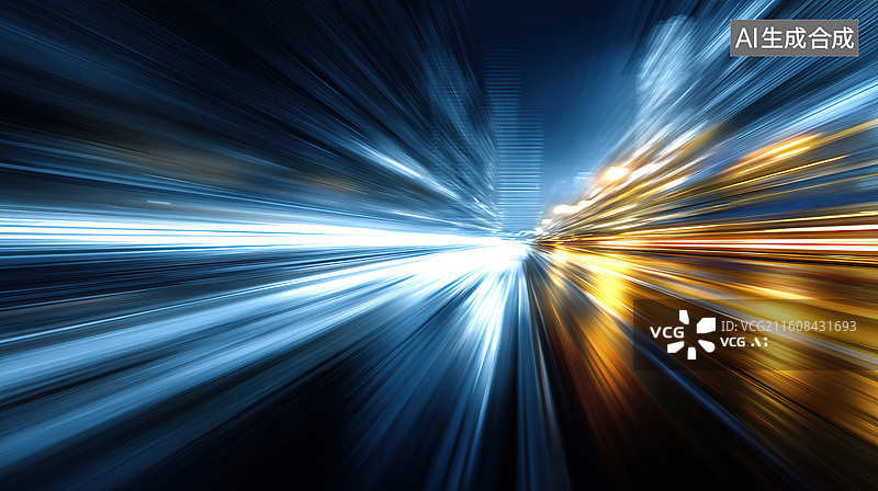 【AI数字艺术】光速运动的抽象视觉效果图片素材