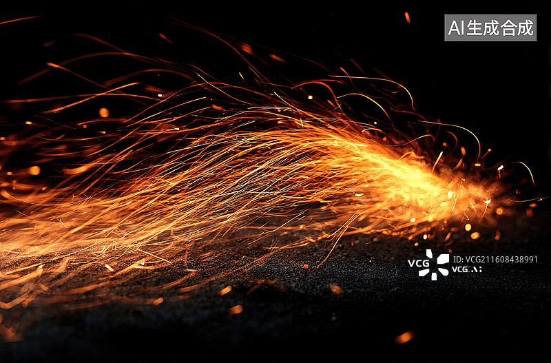 【AI数字艺术】飞溅的橙色火星图片素材