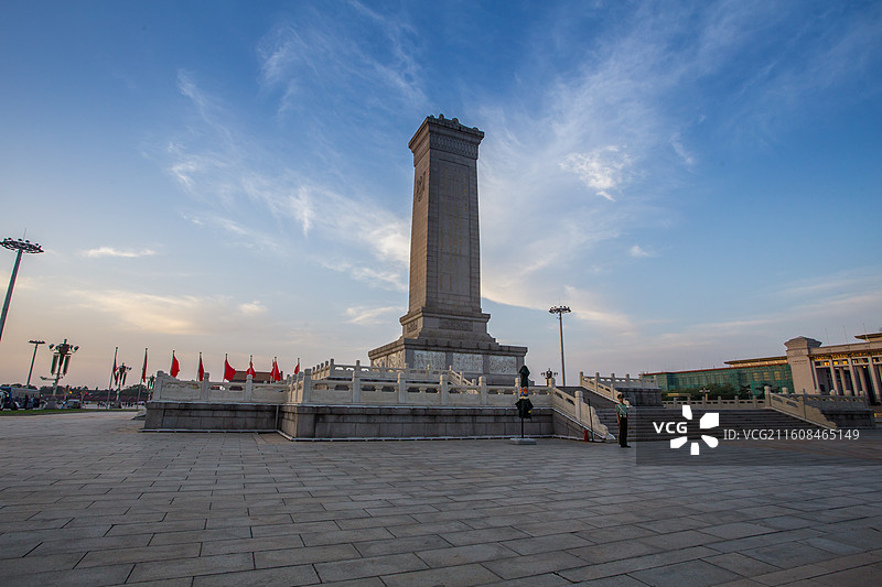 北京人民英雄纪念碑日落图片素材