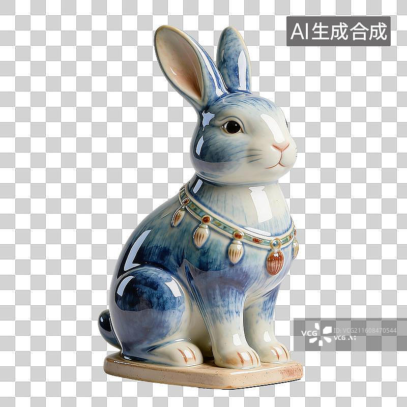 【AI数字艺术】彩釉瓷器十二生肖兔年元素图片素材