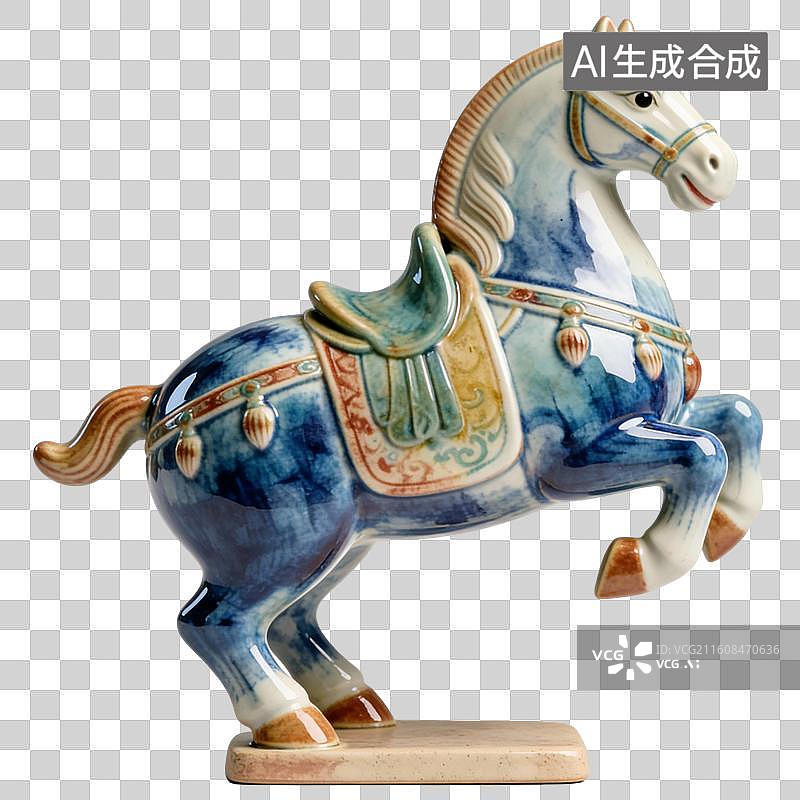 【AI数字艺术】彩釉瓷器十二生肖马年元素图片素材