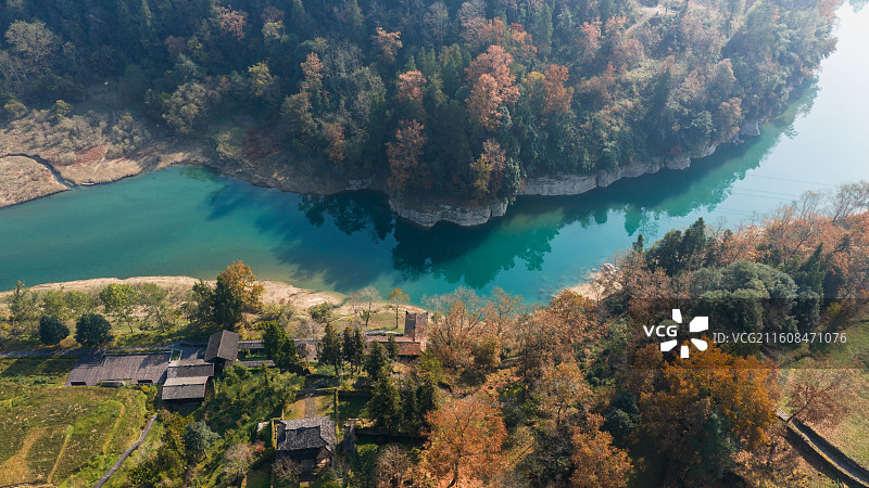 湖北咸丰唐崖河冬日风光图片素材