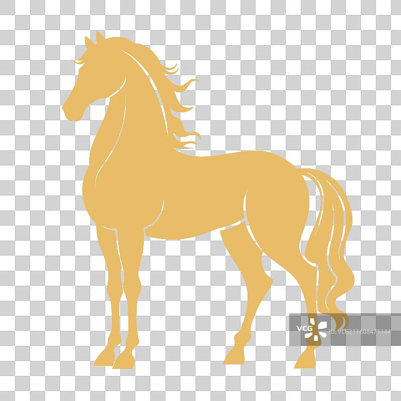 2026马年新年元旦春节金色马剪影插画图片素材