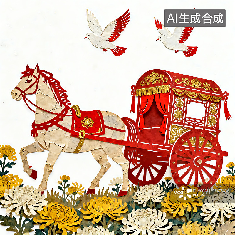 【AI数字艺术】2026年马年春节红色剪纸图片素材