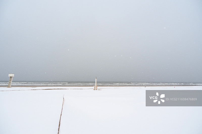 烟台金沙滩雪景图片素材