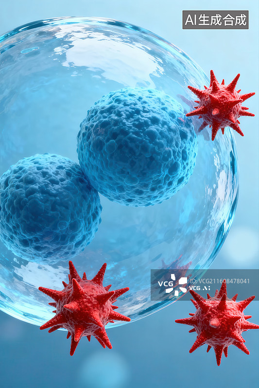 【AI数字艺术】细胞与病毒的微观互动图片素材