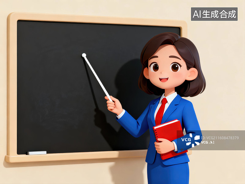 【AI数字艺术】教师在黑板前授课图片素材