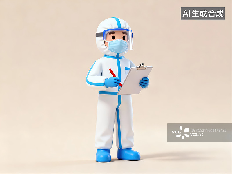 【AI数字艺术】医护人员身穿防护服记录信息图片素材