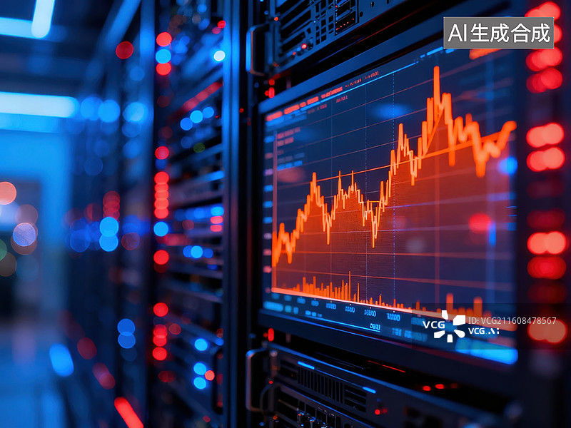 【AI数字艺术】服务器机房中的数据图表图片素材