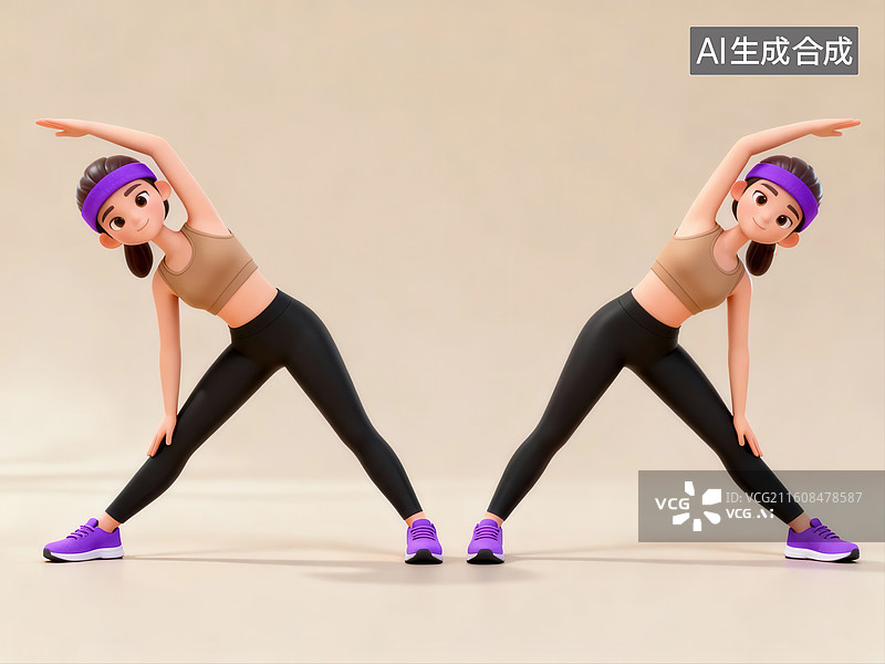 【AI数字艺术】双人瑜伽伸展动作图片素材
