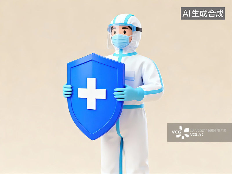 【AI数字艺术】医护人员持防护盾牌图片素材