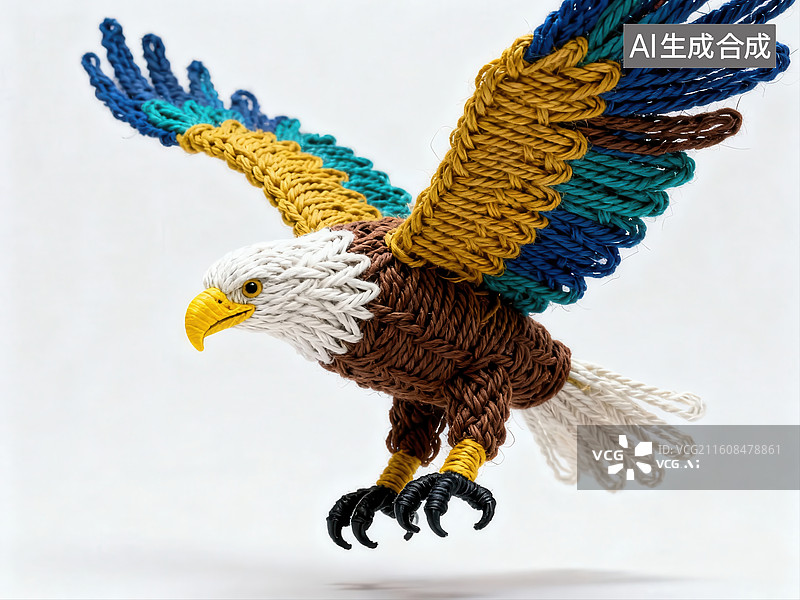 【AI数字艺术】编织老鹰飞翔姿态图片素材