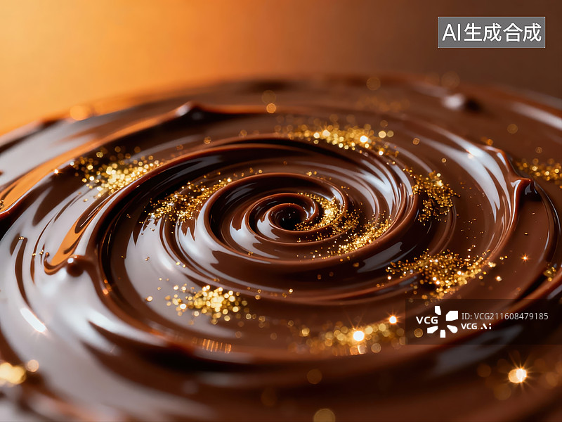【AI数字艺术】巧克力漩涡与金粉点缀图片素材