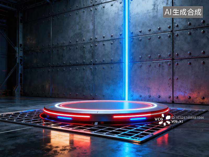【AI数字艺术】科幻风格的发光平台图片素材