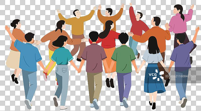 节日过节活动庆祝人们人群群众热烈毕业季年轻人青年背影素材卡通元素插画图片素材