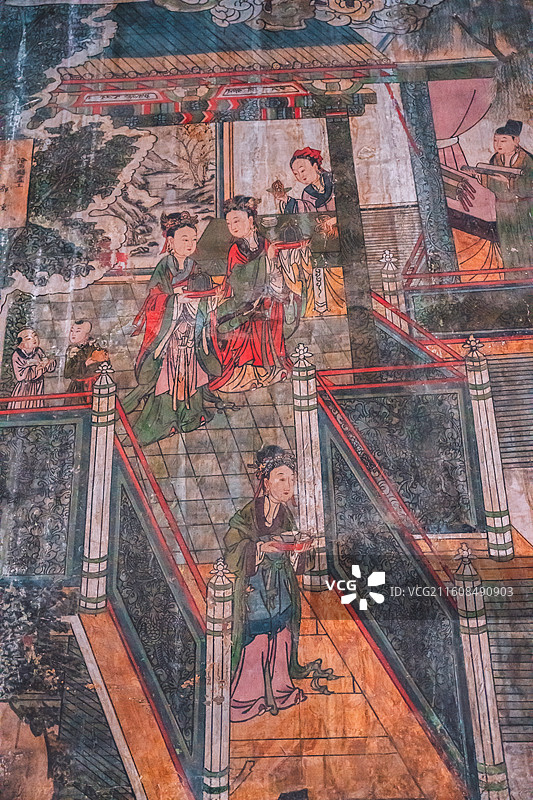 山西临汾霍州娲皇庙壁画图片素材