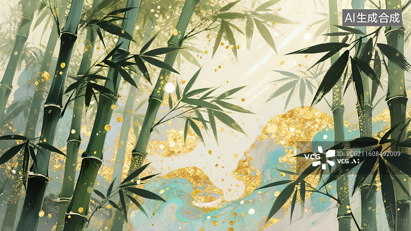 【AI数字艺术】竹林国潮插画图片素材