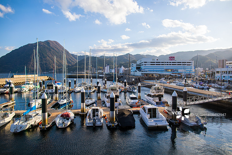 日本大分县别府的城市景观图片素材