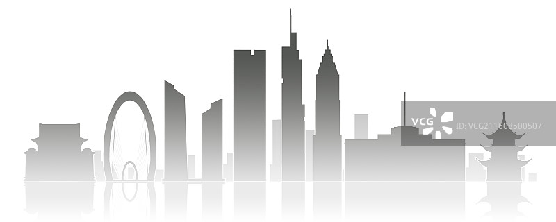 江苏南京城市地标剪影插画图片素材