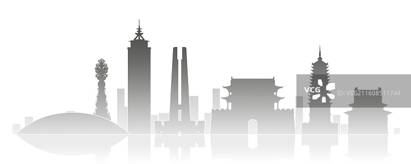 河北唐山城市地标剪影插画图片素材