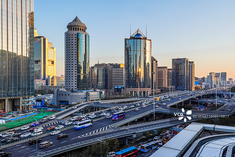 北京国贸桥车水马龙图片素材