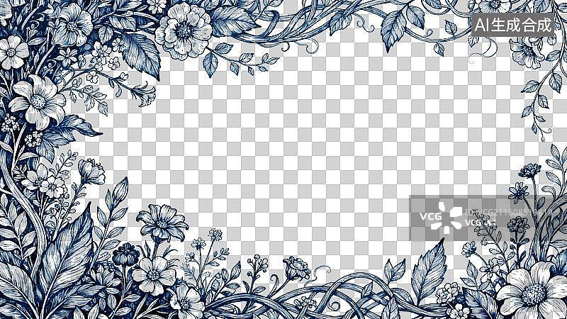 【AI数字艺术】花草植物主题欧式古典复古线稿插画PNG免抠素材图片素材