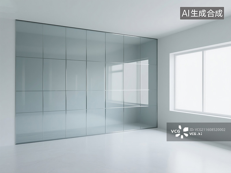 【AI数字艺术】简洁的玻璃室内空间图片素材