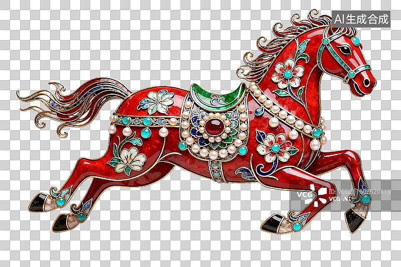 【AI数字艺术】国潮风十二生肖马年元素图片素材