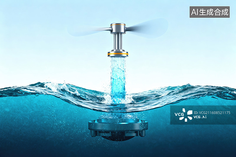 【AI数字艺术】水下螺旋桨装置水流展示图片素材