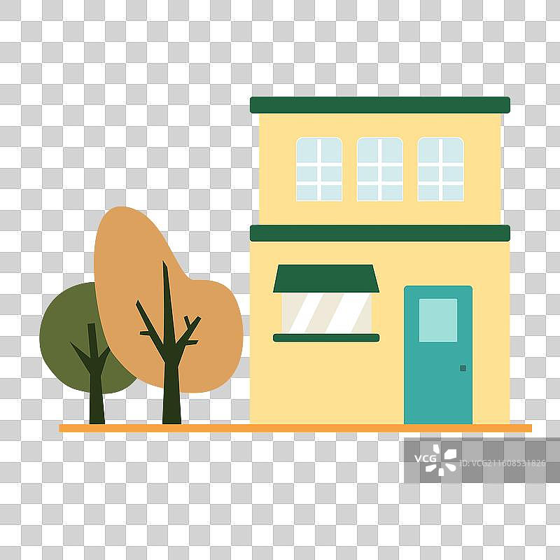 卡通房子和树木图片素材