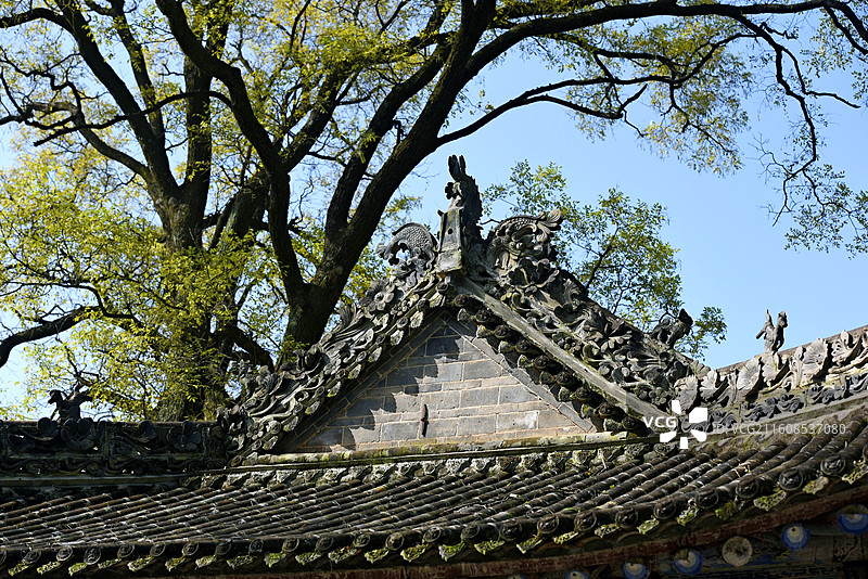 陕西岐山周公庙碑亭歇山顶山花图片素材