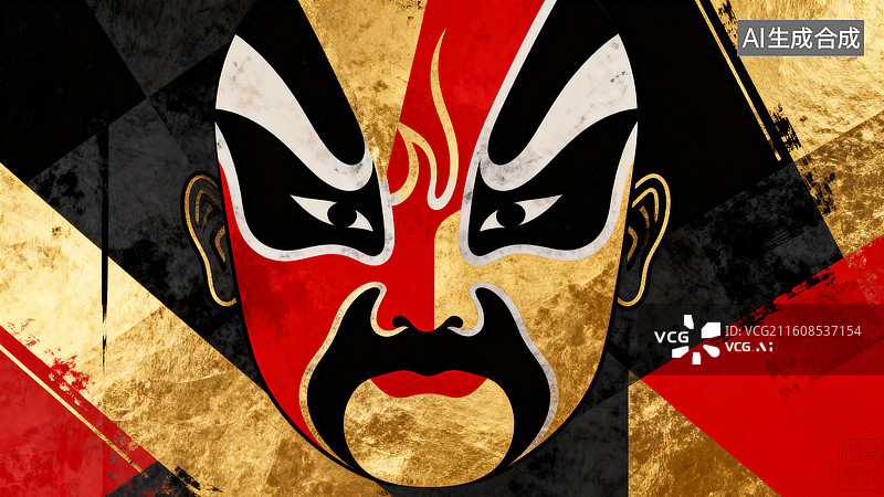 【AI数字艺术】色彩艳丽的中式戏曲脸谱图片素材