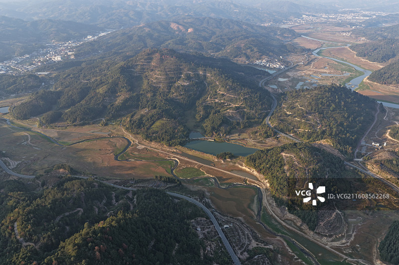 宁德古田l利洋村翠屏湖航拍视角图片素材