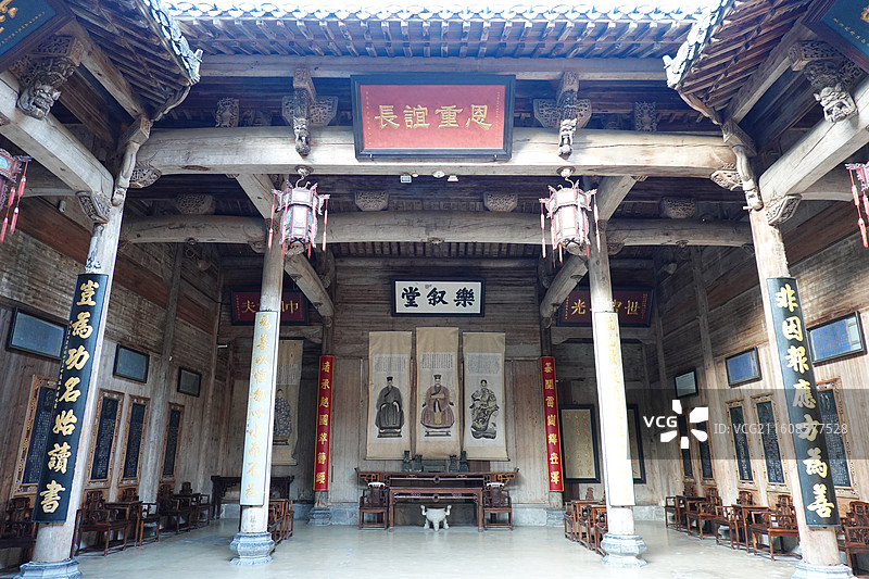 安徽省黄山市黟县宏村徽州民居：乐叙堂图片素材