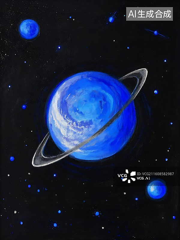 【AI数字艺术】宇宙蓝行星绘画图片素材