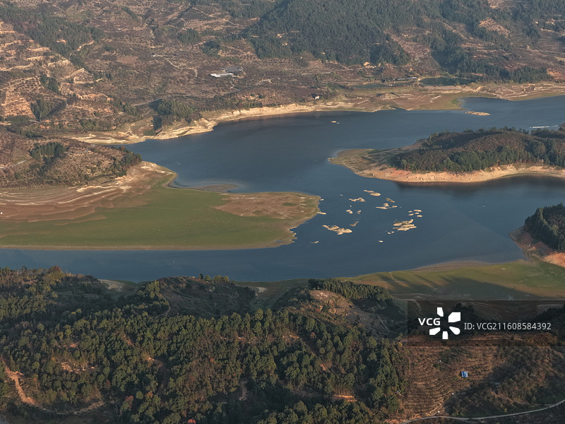 宁德古田l利洋村翠屏湖航拍视角图片素材