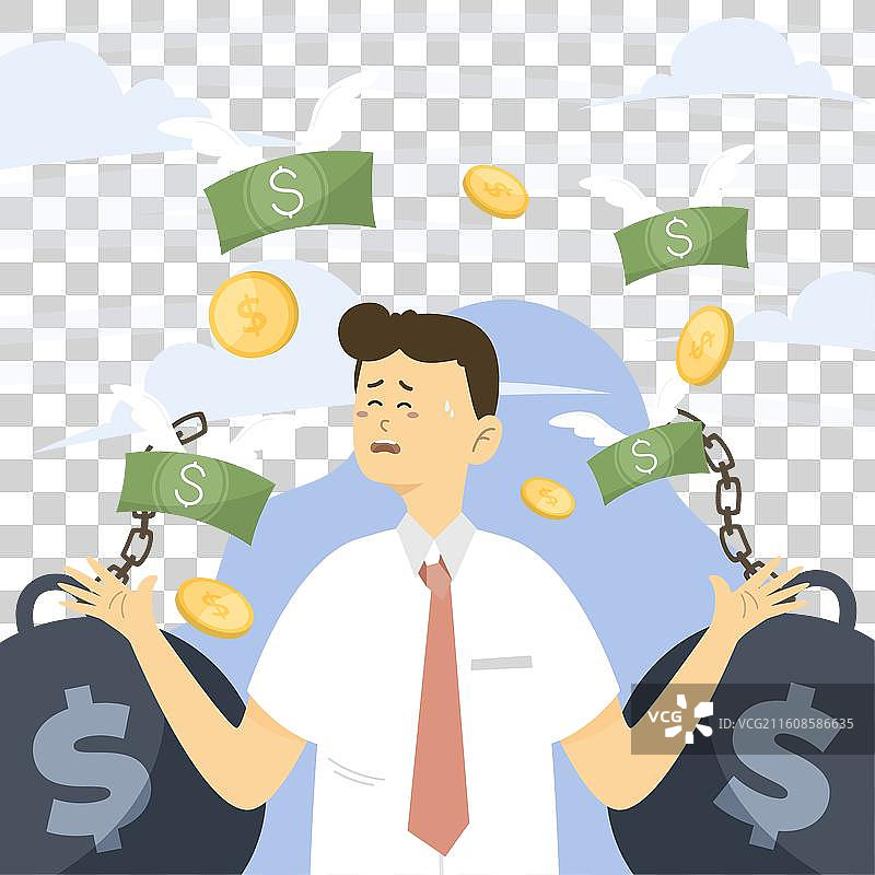 手绘破产概念图片素材