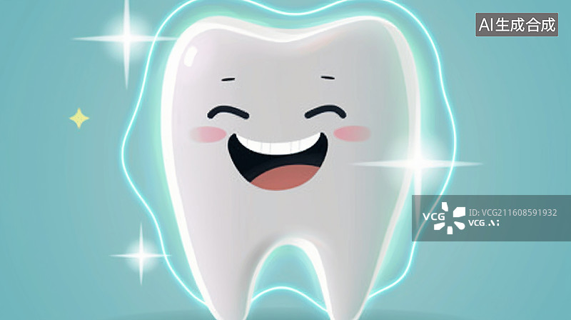 【AI数字艺术】卡通牙齿微笑形象插画图片素材