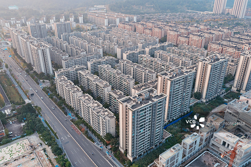俯视重庆大学城高密度居住区中景图片素材